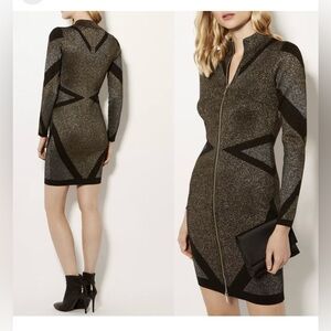 Karen Millen striped metallic body con dress